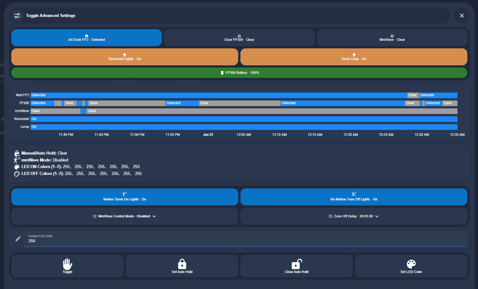Occupancy popup - home